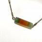 Dyed Agate Necklace, Genuine Gemstone Bar Pendant & Bronze Chain