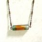 Dyed Agate Necklace, Genuine Gemstone Bar Pendant & Bronze Chain