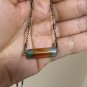 Dyed Agate Necklace, Genuine Gemstone Bar Pendant & Bronze Chain