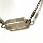 Natural Smoky Quartz Necklace, Genuine Gemstone Bar Pendant & Bronze Chain