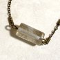 Natural Smoky Quartz Necklace, Genuine Gemstone Bar Pendant & Bronze Chain