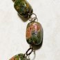 Rustic Natural Green Unakite Necklace, Genuine Gemstone + Copper Chain
