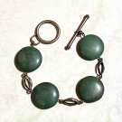 Hunter Green Agate Boho Bracelet, Chunky Bold Statement Copper Chain