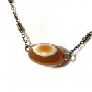 Natural Burnt Orange Carnelian Necklace, Genuine Gemstone Bar Pendant & Bronze Chain