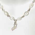 Clear Crackle Quartz Necklace, Dog Person Pendant + Genuine Gemstone
