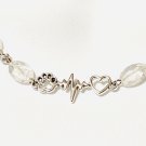 Clear Crackle Quartz Necklace, Paw Print Heart Beat Pendant + Genuine Gemstone