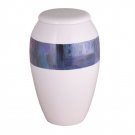 White With Blue Hue Cremation URN