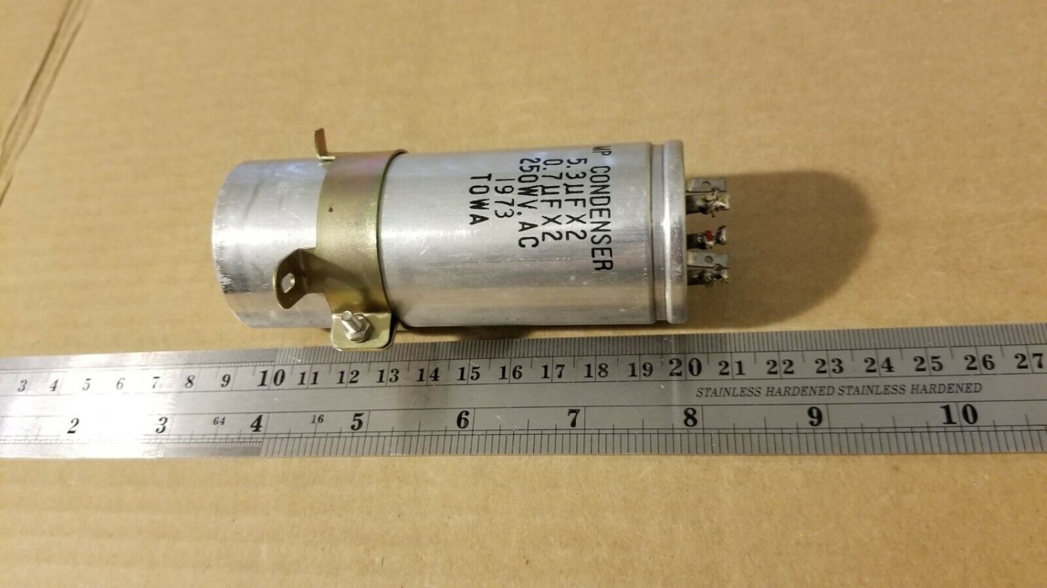 Teac 3300 reel to reel capacitor 5.3mF x2 / .7mF x2 40mm x 100mm tested