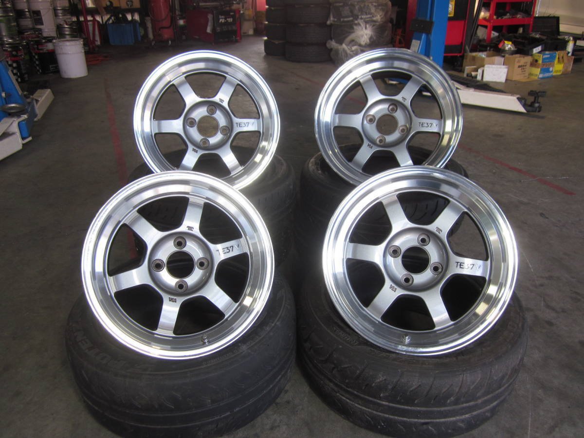 JDM RAYS Volk Racing TE37V used 4 pcs 15 inch 7.5J offset 25 4 hole ...