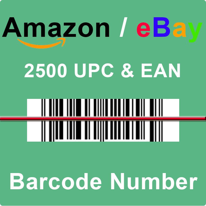 2500 UPC EAN Codes Numbers Barcodes for Shopify Amazon eBay Etsy