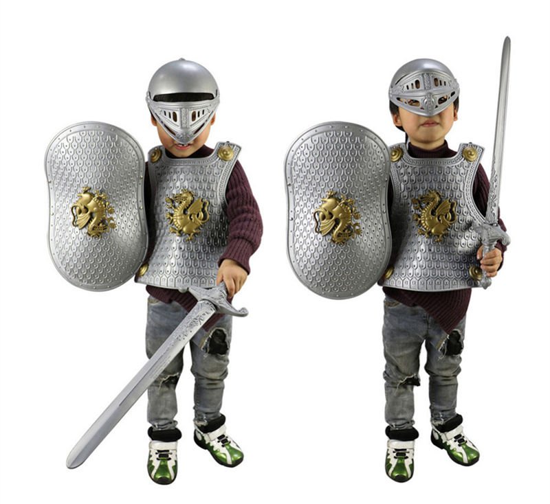 Halloween Hero Knight/Gladiator warrior Armor+Shield+Sword+Helmet 4pcs/set Child Costume party