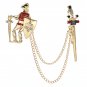 Wuli&baby Knight And Sword Chain Brooches For Women Unisex Vintage Shirt Collar Pins Party Office