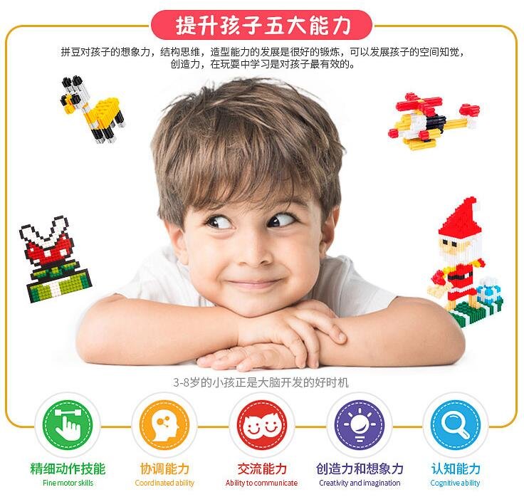 100pcs Bricks Designer Creative Blocks Child Anime Small particles Building Blocks DIY toy Bulk