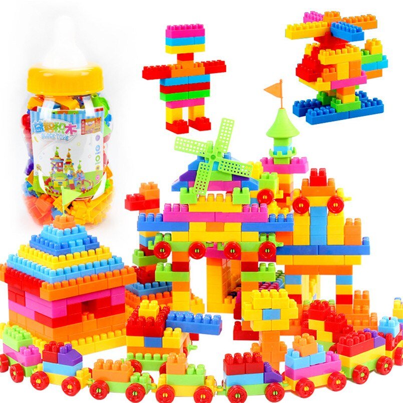 160pcs bag Plastic Children Building Blocks Bricks DIY Assembled Toys Educational
