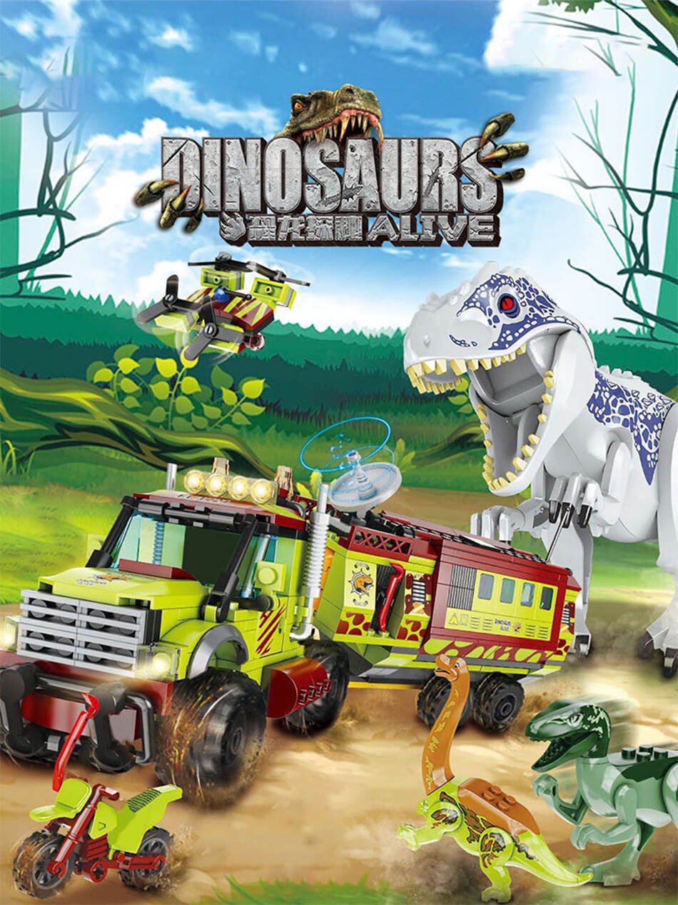 Jurassic Dinosaur T-Rex Truck Model Building Blocks Indominus Rex Dino World Set With Figures Bricks