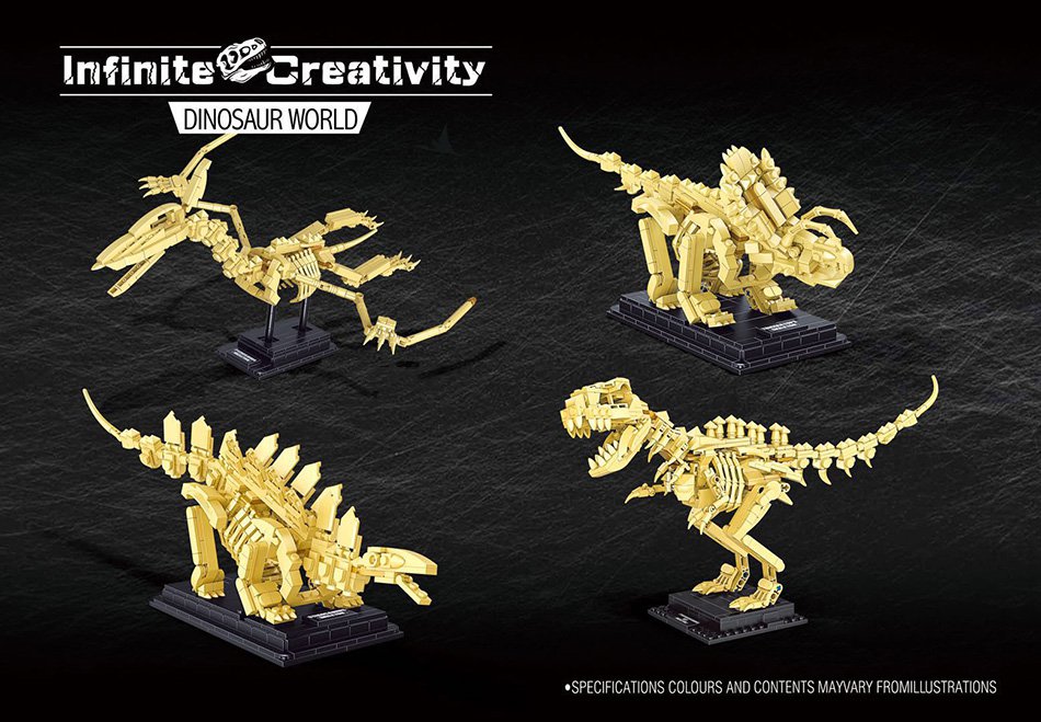 Jurassic Dinosaur Series T-rex Triceratops Skeleton Building Blocks Indominus Rex Dino Fossil ToLego