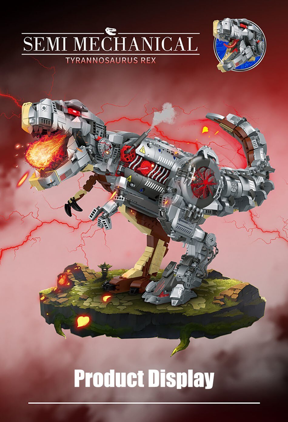 Jurassic Dino World 1954pcs Large Mechanical T-Rex Building Blocks Dinosaur Park Tyrannosaurus Model