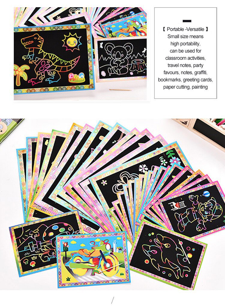 10pcs Magic Scratch Art Painting Cards for Kids Doodle Toys for Boys Girls Early Educational