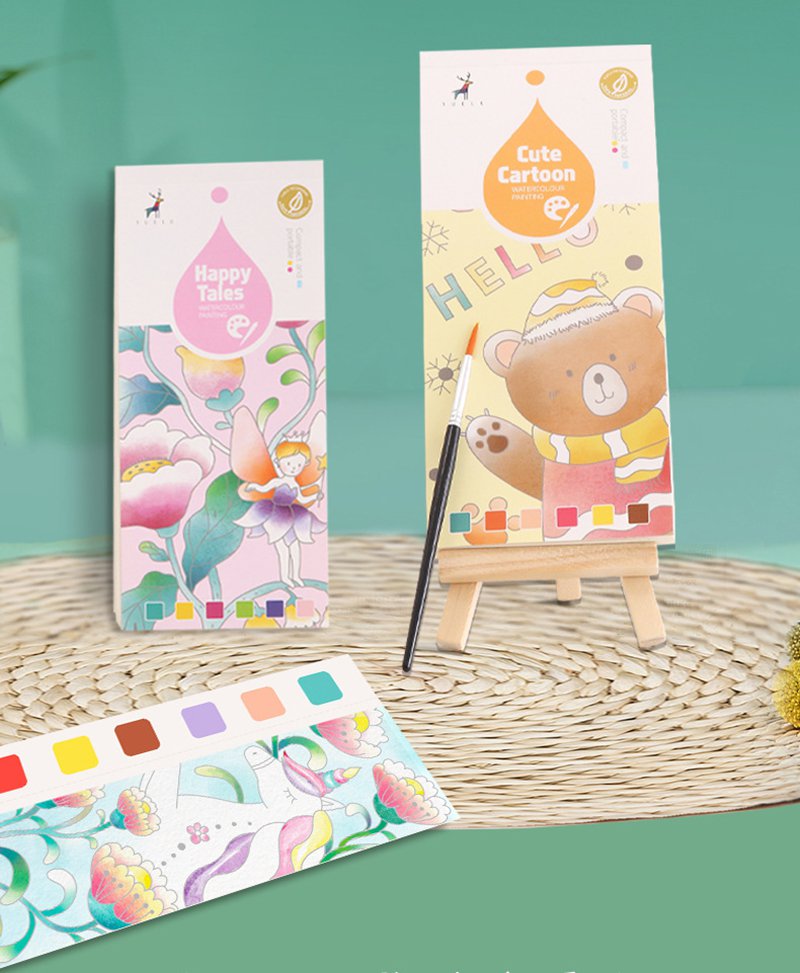 20 Sheets Paint With Water Activity Books Set with Brush Children Kids Portable Gouache Graffiti