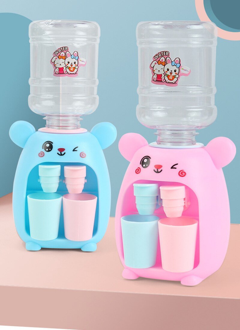 Children's Dual Mini Water Dispenser Toy with Cute Cup Kids Gift Water Juice Milk Drinking