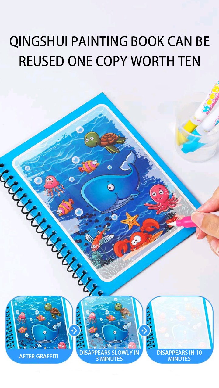 1pcs Magical Book Water Drawing Montessori Toys Reusable Coloring Book Magic Water Drawing Book