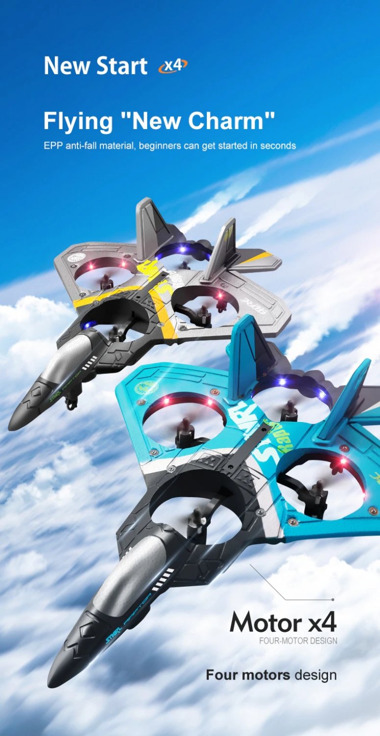 Four-rotor Drone RC Aircraft fighter aircraft model glider foam drone children primary school