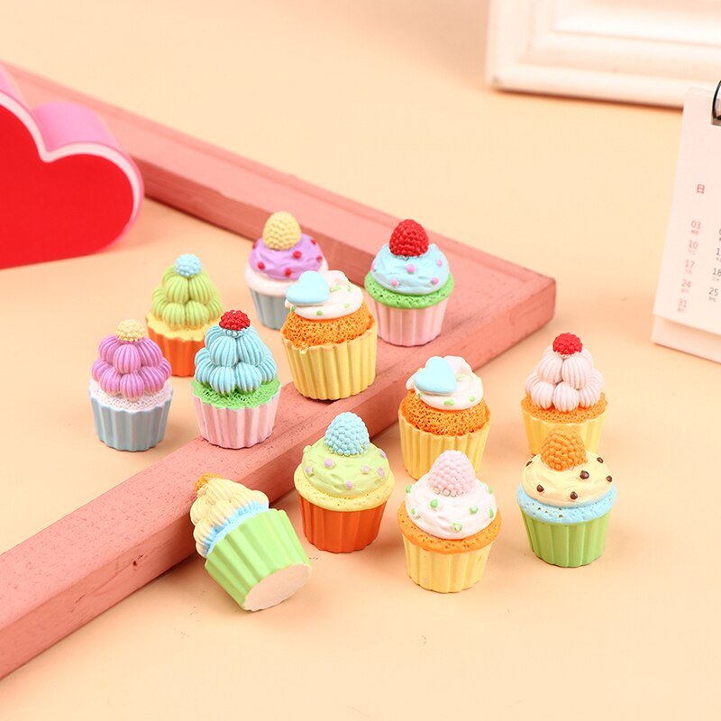 Dollhouse Cupcake Mini Cake Snacks Simulation Cupcakes Modle Pretend Play Doll Food Kitchen Toy