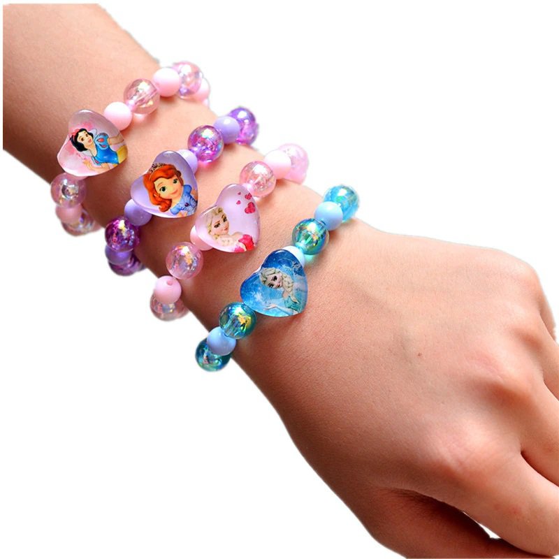 Disney Frozen 2 Princess Action Figure Anime Elsa Anna Sofia Snow White The Flash Printed Bracelet