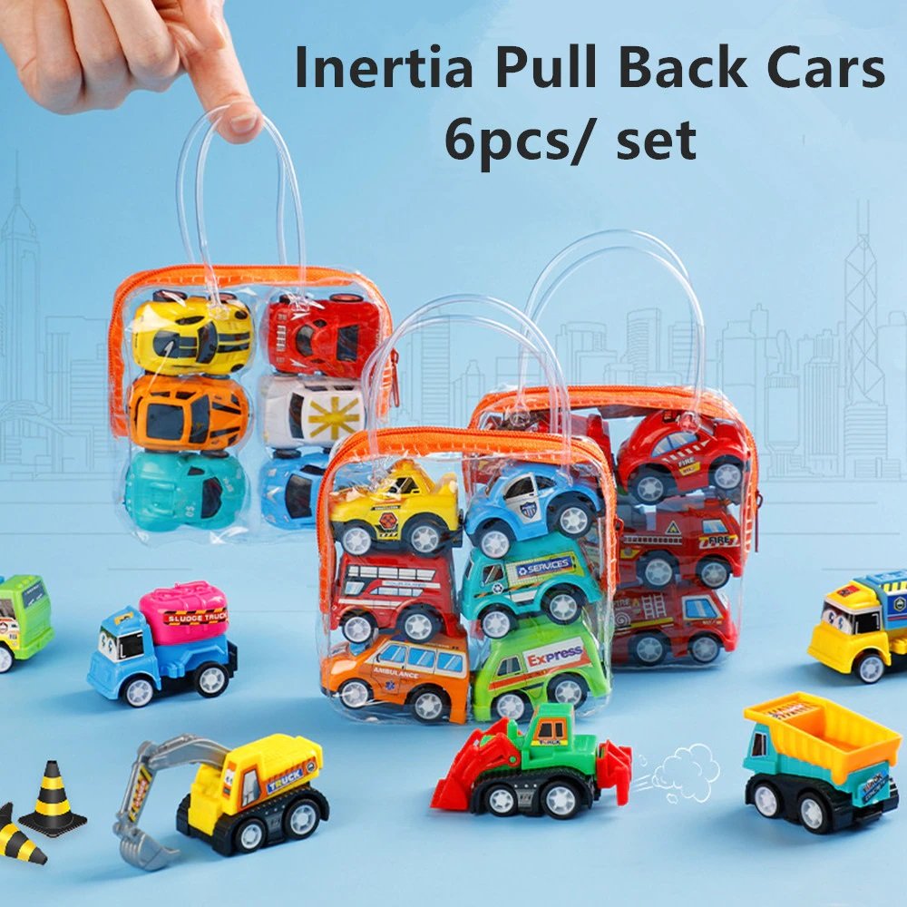 Mini Car Model Toy Pull Back Car Toys Engineering Vehicle Fire Truck Kids Inertia Cars Boy Toys