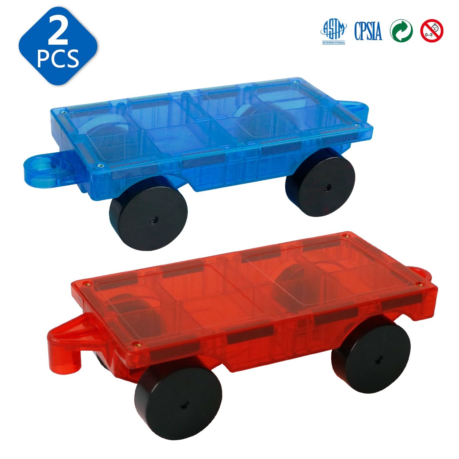 2 Piece Car Set Suitable for Big Size Magnetic Building Blocks Magnet Tiles Intelligent