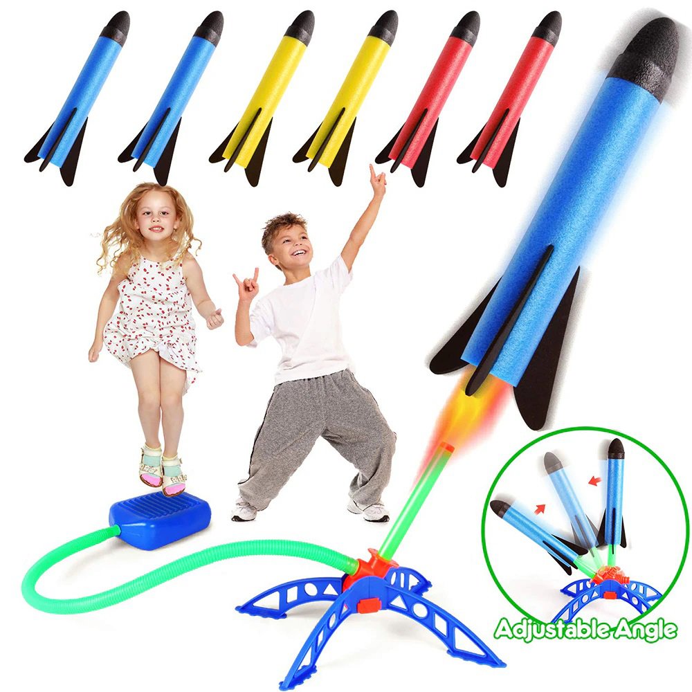 Kid Air Rocket Foot Pump Launcher Outdoor Air Pressed Stomp Soaring Rocket Toys Child Play