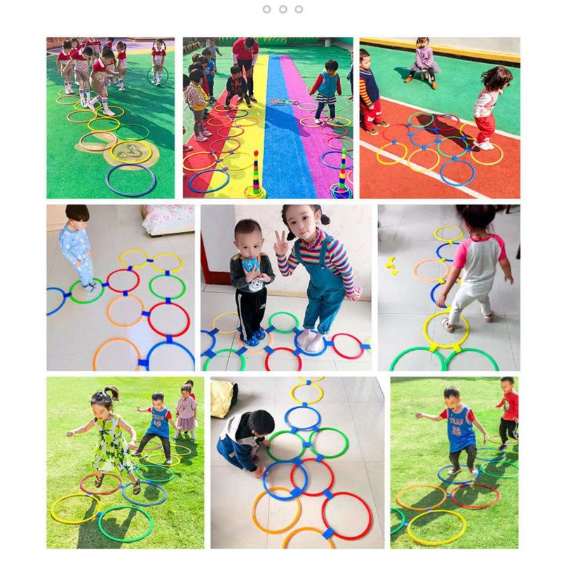 Outdoor Kids Funny Physical Training Sport Toys Lattice Jump Ring Set Game