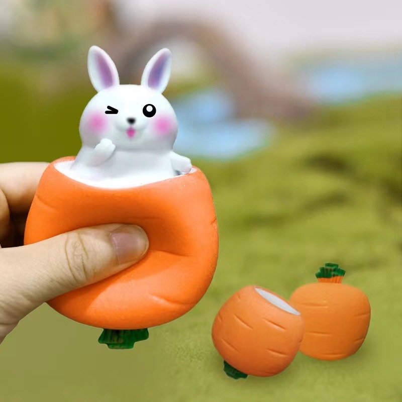 Squeezing Carrot Rabbit Cup Toys Kids Stress Reliefing Pinch Toy Fidget Decompression Sensory Toy