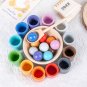 Balls Cups Wooden Sorter Game Sorting Counting Rainbow Toys baby