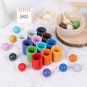 Balls Cups Wooden Sorter Game Sorting Counting Rainbow Toys baby