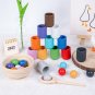 Balls Cups Wooden Sorter Game Sorting Counting Rainbow Toys baby