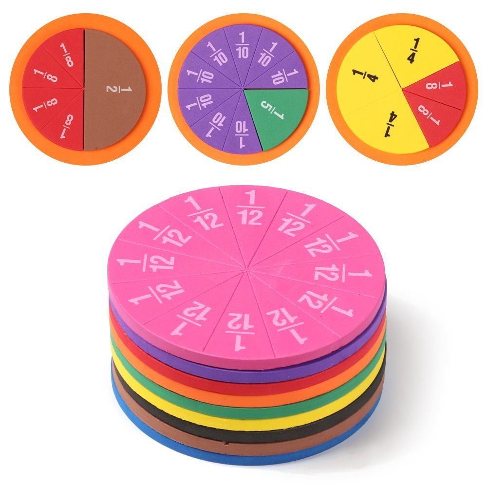 51Pcs Fractions Math Teaching Tool EVA Round Shape Instrument Kids