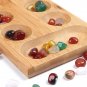 D7WF Mancala Board Game with Colorful Stones Pebbles Folding Wooden Board Chess Set