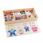 QWZ Little Bear Change Clothes Children's Early Education Wooden Jigsaw Puzzle Dressing Game