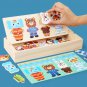 QWZ Little Bear Change Clothes Children's Early Education Wooden Jigsaw Puzzle Dressing Game