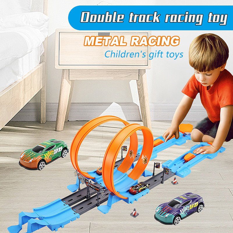 Stunt Speed Double Car Wheels Model Racing Track Diy Assembled Rail Kits