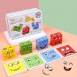 Wooden cartoon face change magic cube ghost face puzzle children