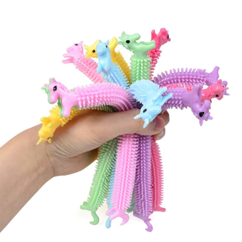 30-3PCS Funny Unicorn Pull Worm Noodle Fidget Toys Stretch String