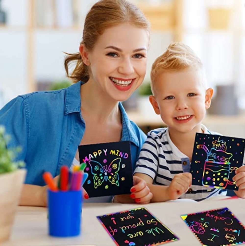 100pcs Montessori Rainbow Scratch Mini Notes Paper Pad Cards