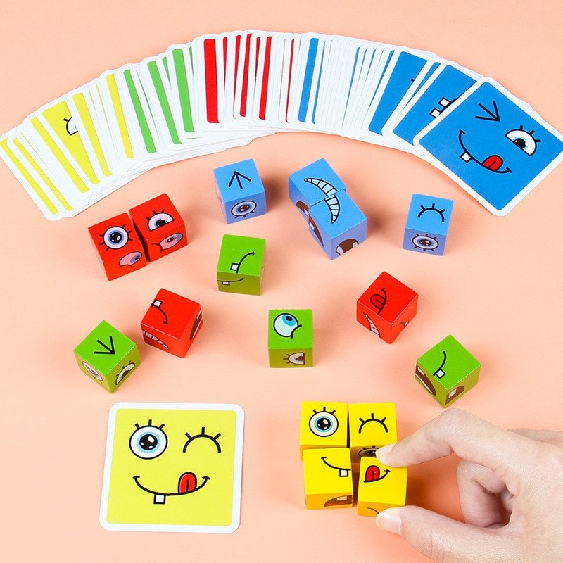 Cube Table Games Educational Toys Face Blocks Cube Building Block Puzzle