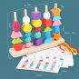 Montessori Wooden Toys Color Shape Matching Puzzle Game Colorful Beaded Color