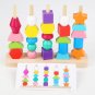 Montessori Wooden Toys Color Shape Matching Puzzle Game Colorful Beaded Color