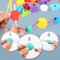 Montessori Wooden Toys Color Shape Matching Puzzle Game Colorful Beaded Color