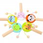 Kids Cartoon Wooden Rattle Drum Handle Clapping Castanets Board For Baby Musical