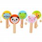 Kids Cartoon Wooden Rattle Drum Handle Clapping Castanets Board For Baby Musical